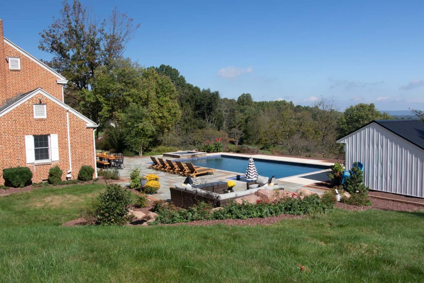 Backyard upgrades image of pool, seating area and landscape design