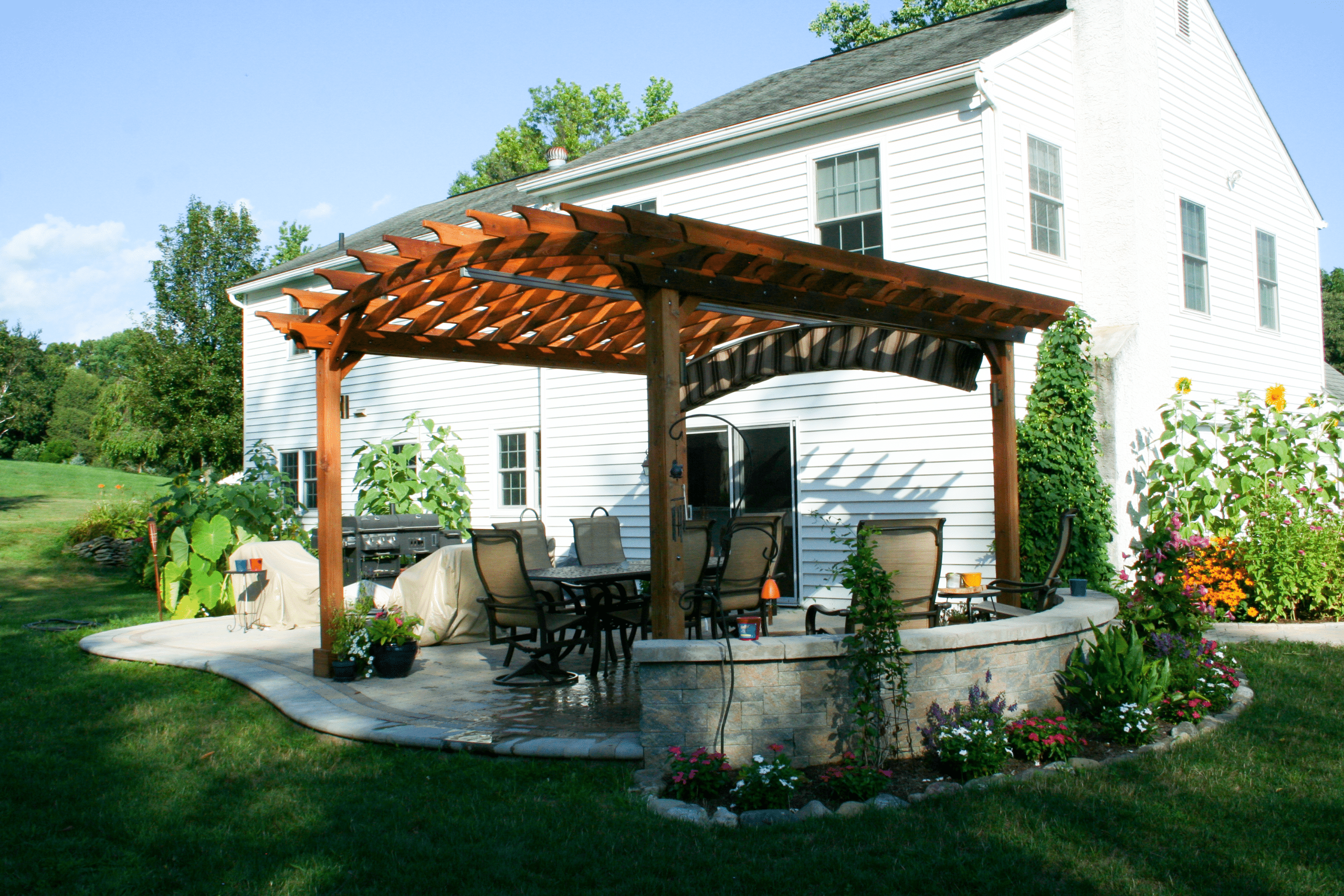 backyard pergola hardscape ideas