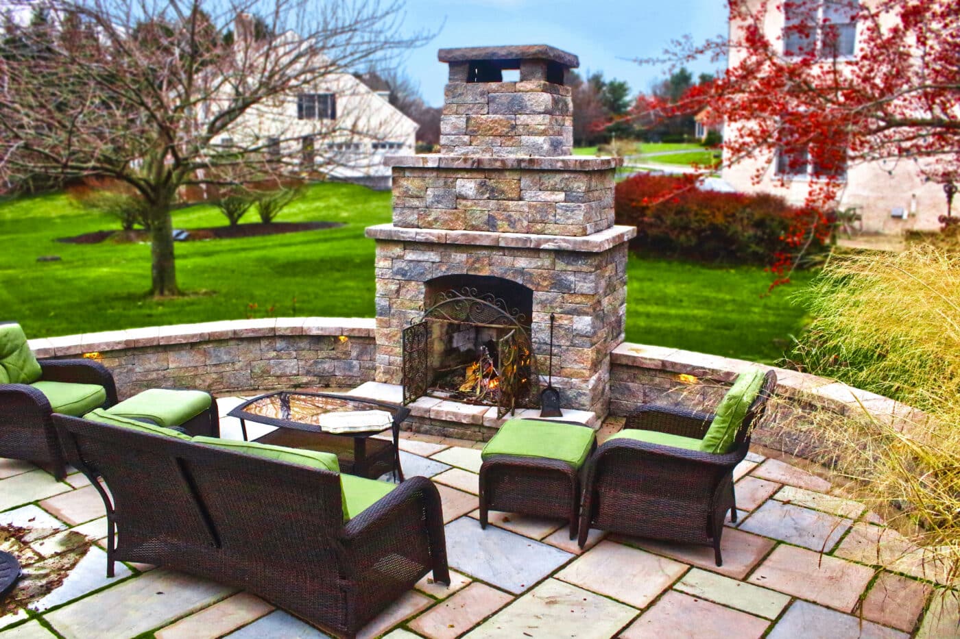 backyard outdoor fireplace