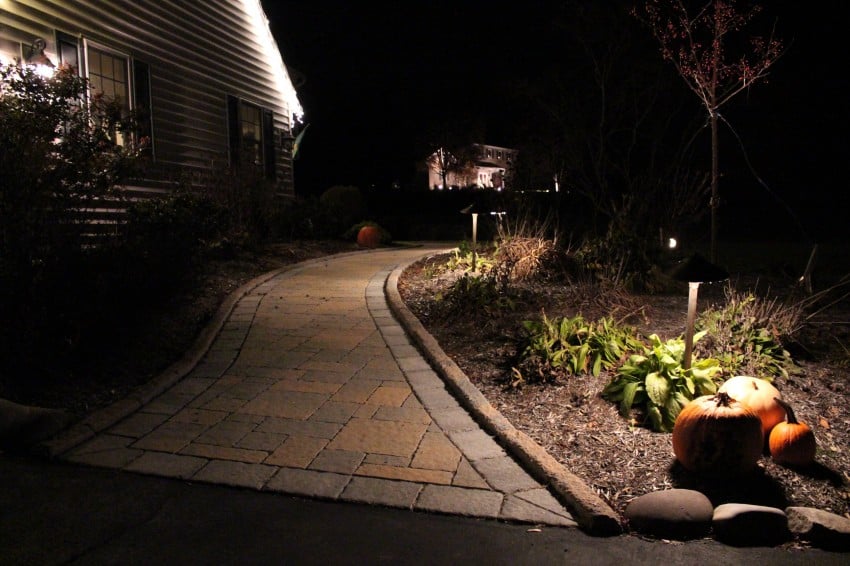 landscaping ideas for front of house with lighting