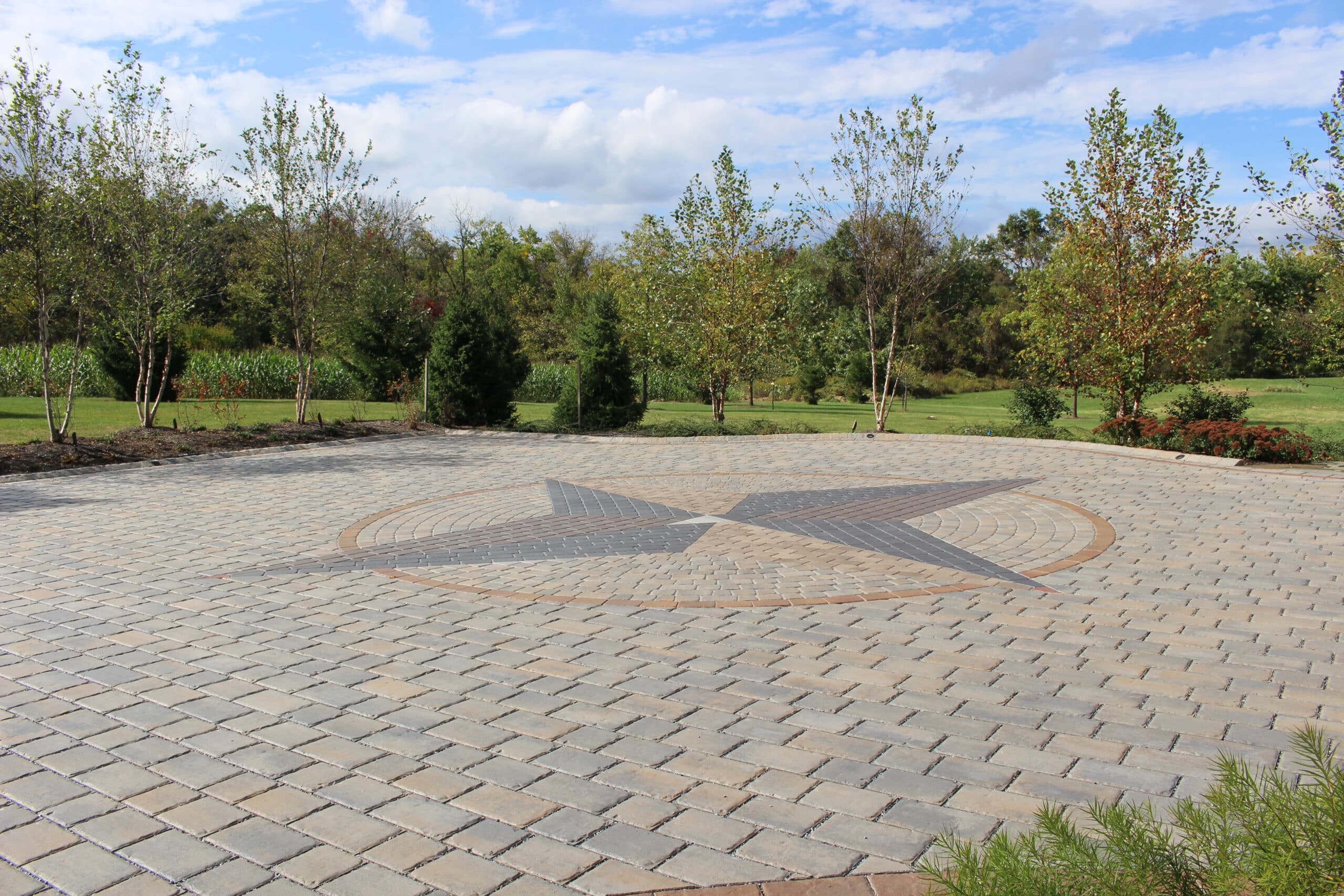 permeable driveway with compass