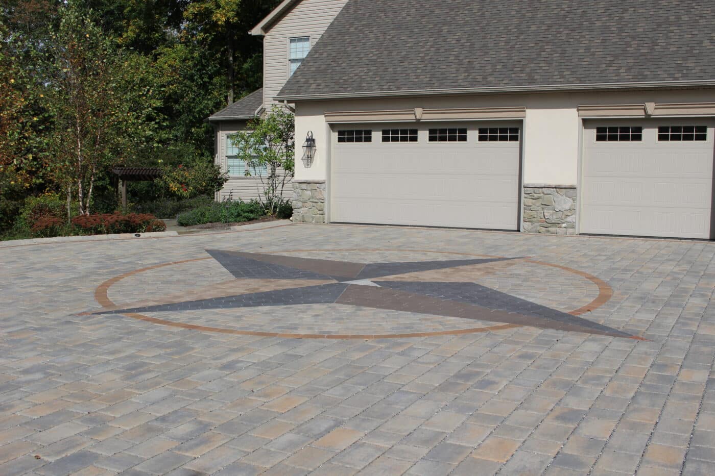 true north permeable driveway in Lancaster PA closeup on compass