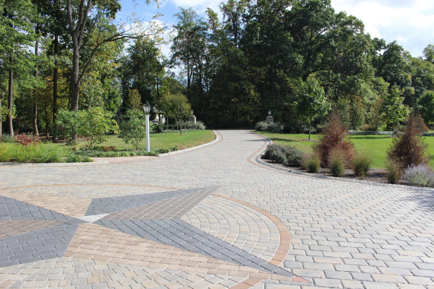 true north permeable driveway compass road closeup