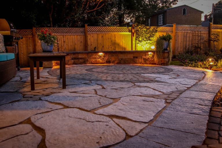 backyard hardscape patio design with lights 1543348623 1 