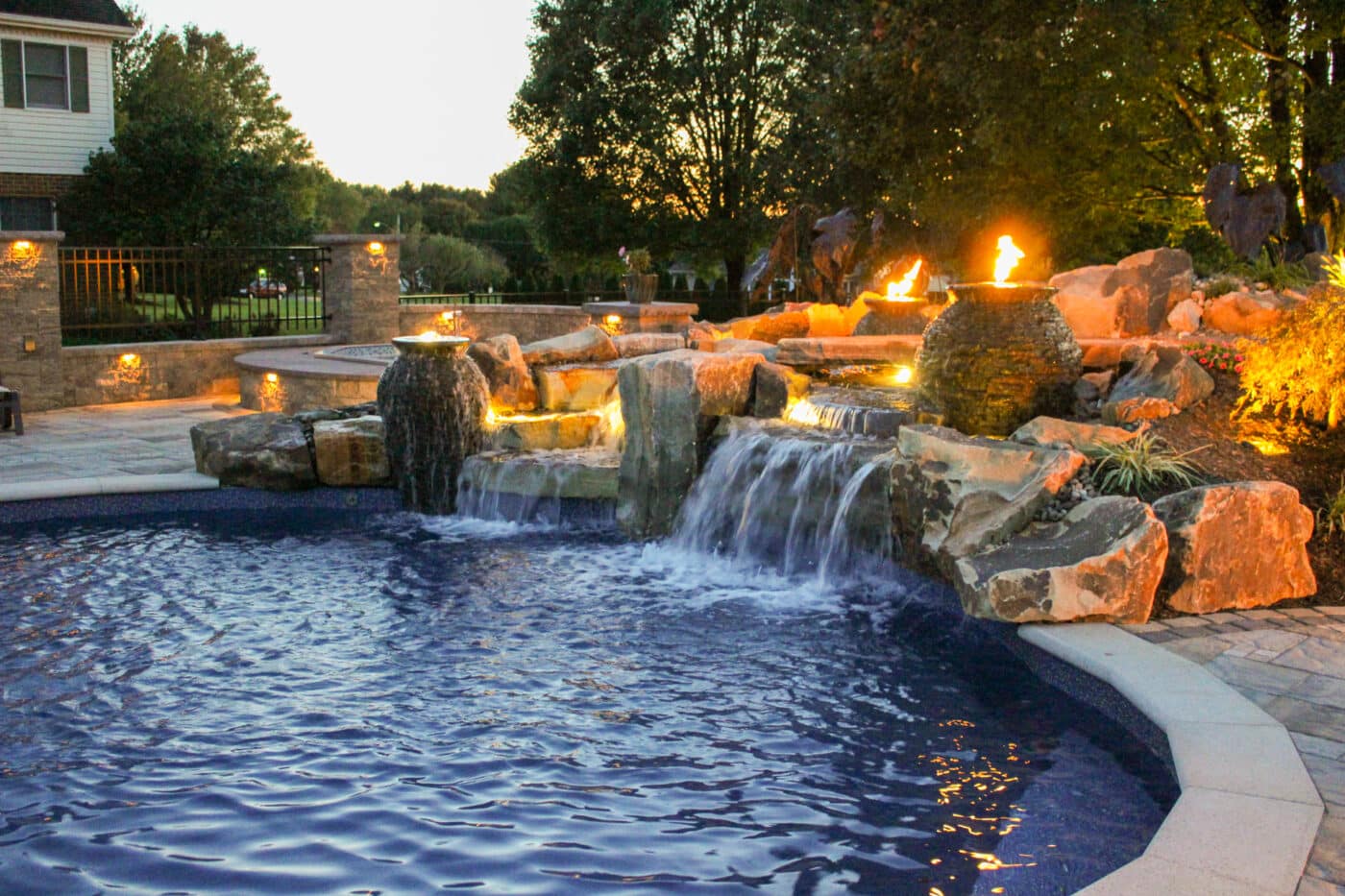 backyard landscaping water features and lighting in morgantown pa