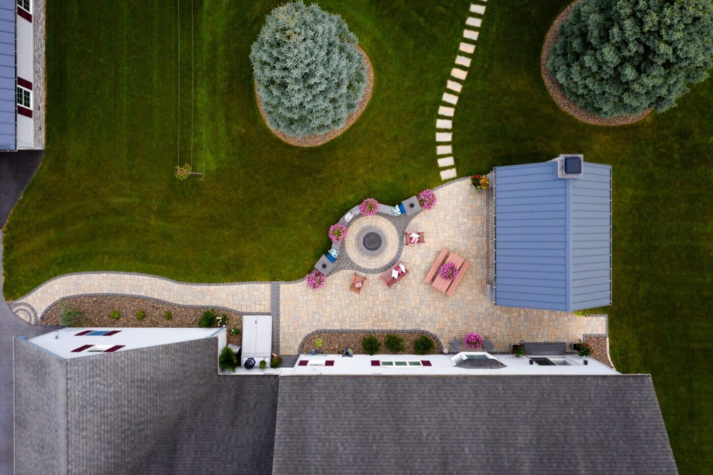 birds eye view of patio and pavilion in new holland pa