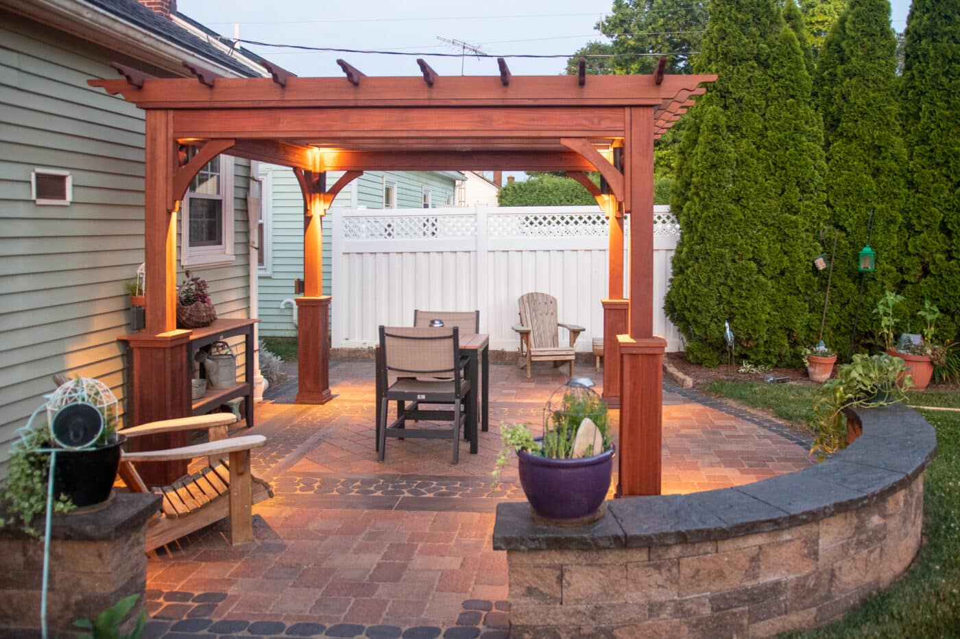 concrete patio with pergola for backyard 1596804341