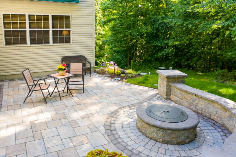 concrete walkway in backyard