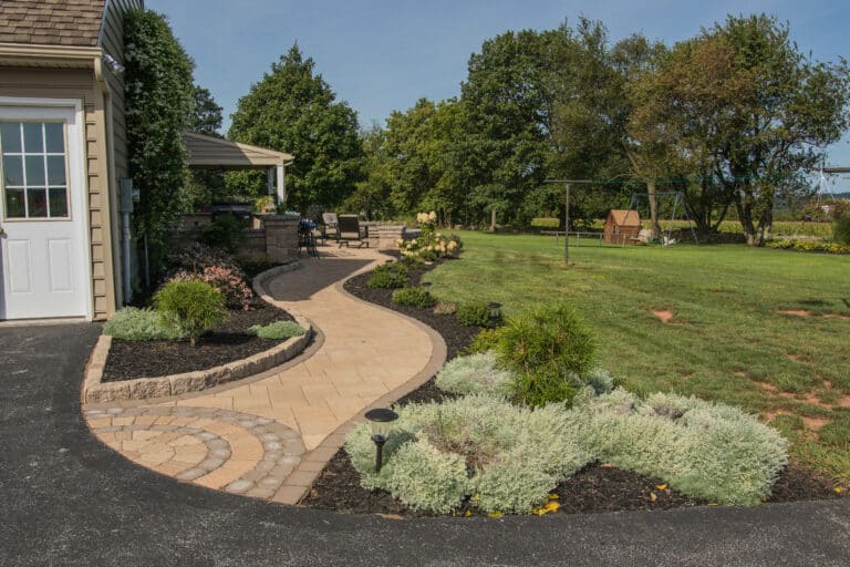 outdoor walkways with landscaping 