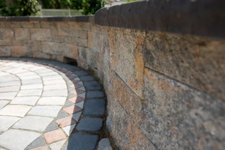 paver patio close up with fire pit