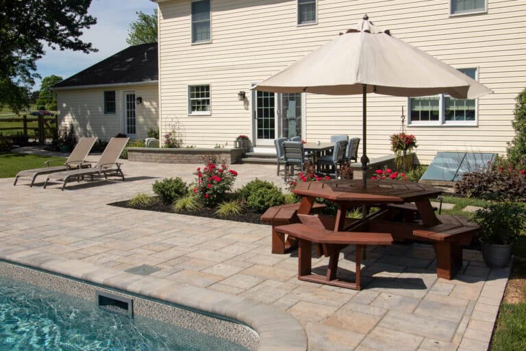 permeable patio with furniture