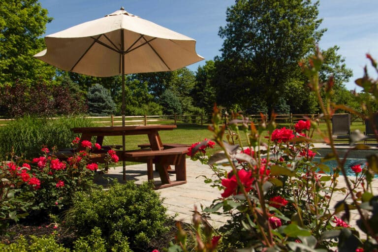 permeable patio with seating