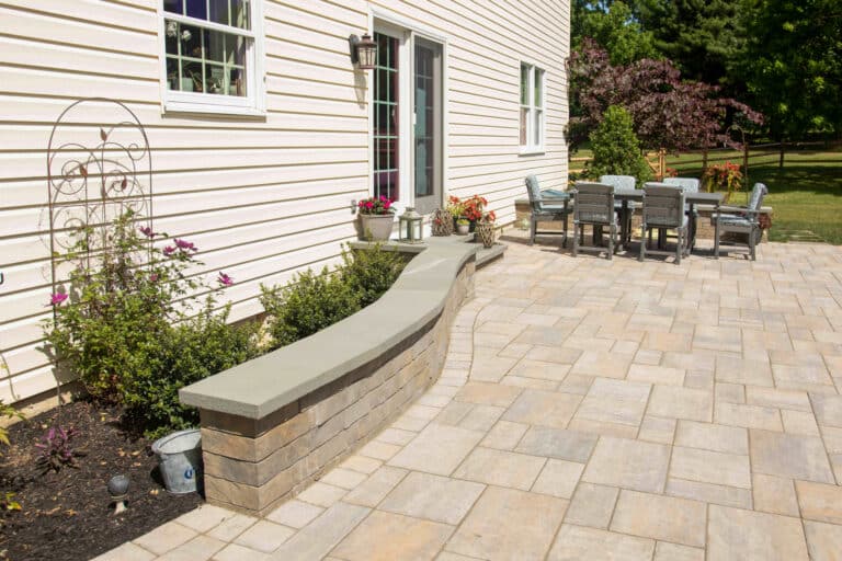 permeable patio with wall