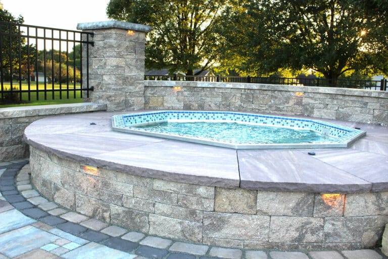poolside patio with spa area