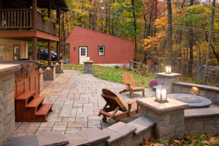 paver patio with hot tub