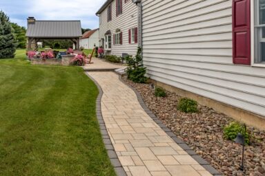 backyard patio landscape with pavilion