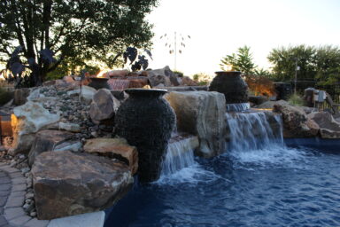 landscaping water features for pool