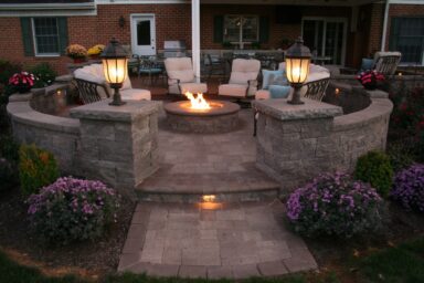 lighted patio fire pit