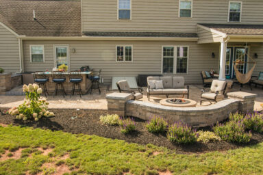 patio hardscaping with bar