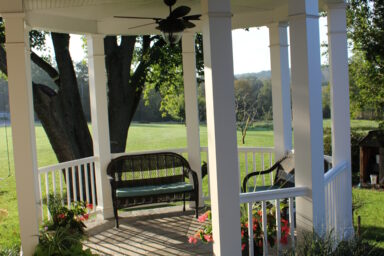 patio with gazebo joined with house