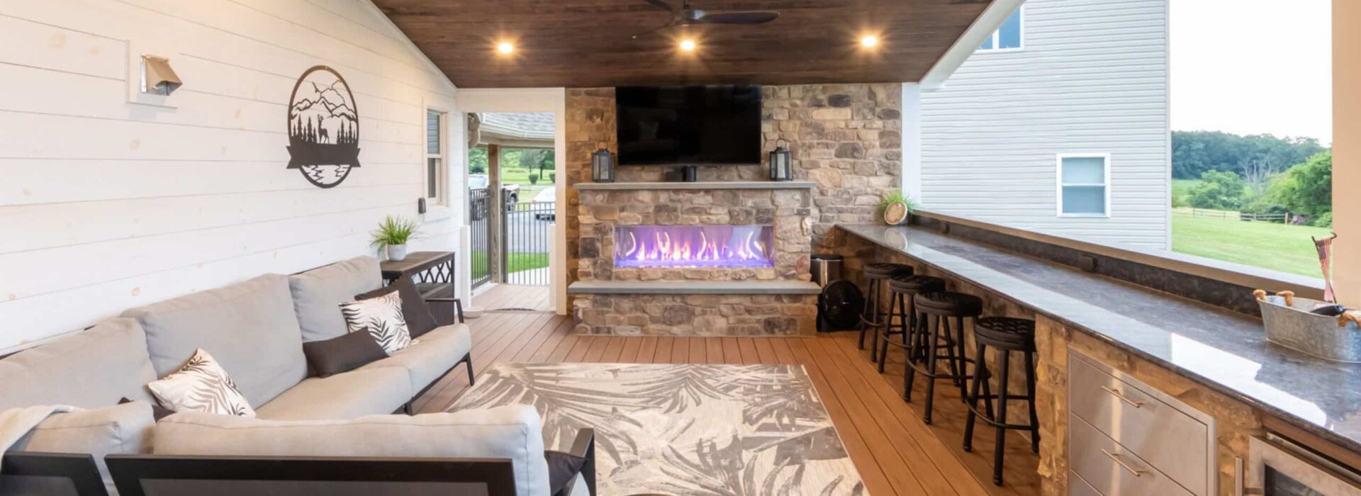 deck and outdoor kitchen