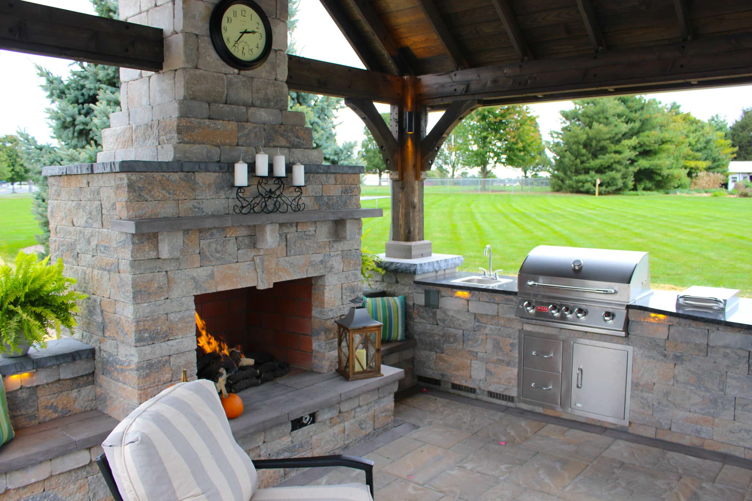 custom grill in a patio