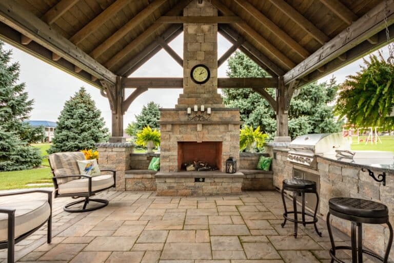 fireplace in a pavilion