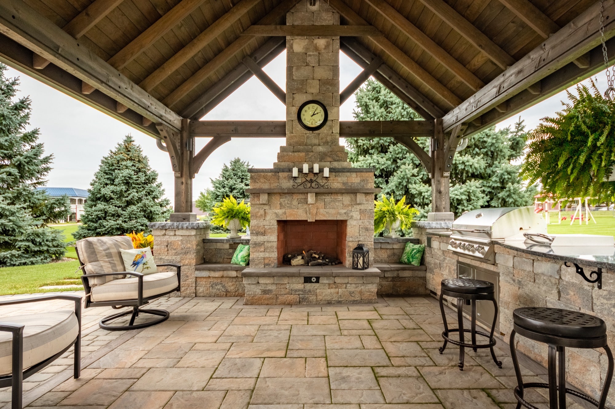 fireplace in a pavilion
