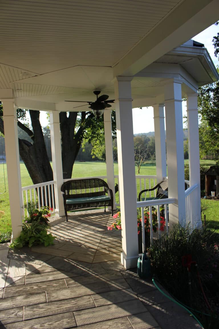 patio with gazebo joined with house