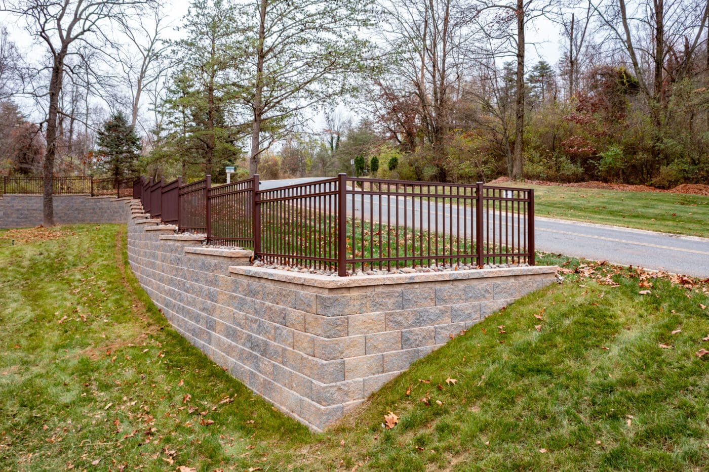 image of a brand new retaining wall installed by Willow Gates Home & Landscape