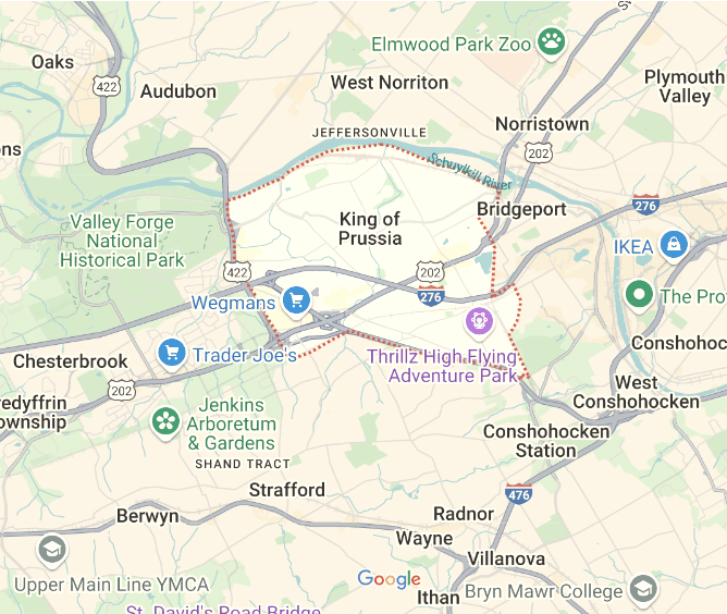 king of prussia pa on map