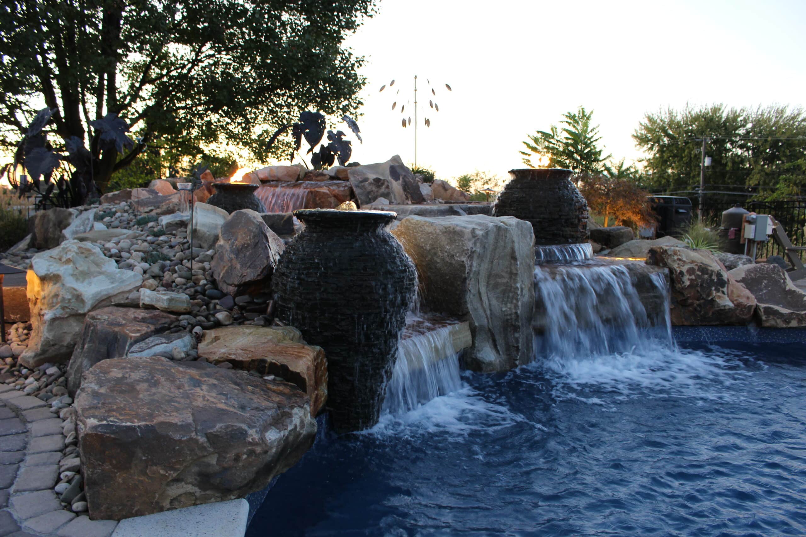 landscaping water features for pool