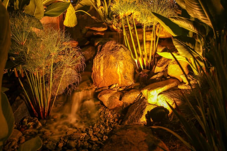 patio with water works in the backyard 1 
